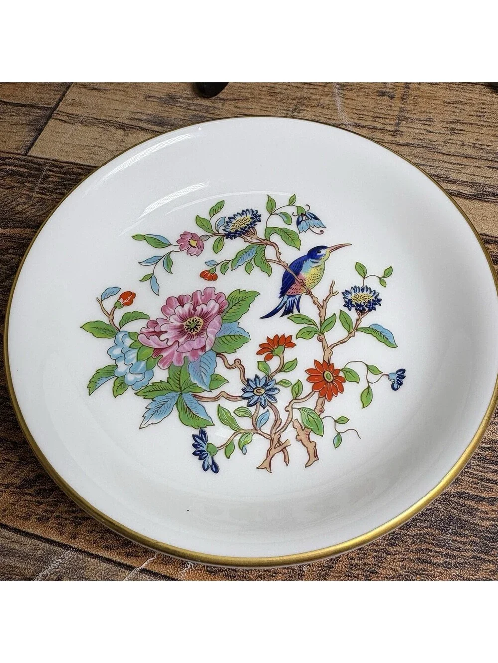 AYNSLEY PEMBROKE BUTTER PAT 4 1/4 W/  GOLD EDGING & SEAL FINE ENGLISH BONE CHINA